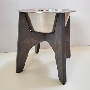 Handcrafted wooden dog bowl stand